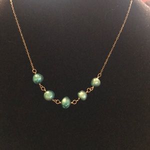 Turquoise freshwater pearl necklace
